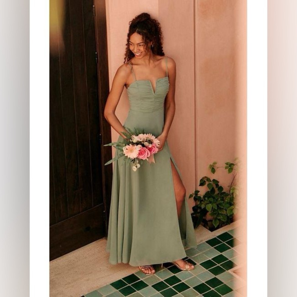 🌱 LULUs Sweeney Sage Brush Sleeveless Maxi Dress. Size SMALL. Good Used Cond!